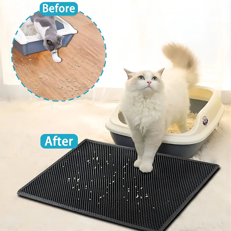 🐾 Katzenstreumatte – Doppellagig & Super Leicht zu Reinigen 🧼🐱